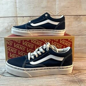 NWT and box Vans Old School size youth 2 navy and white